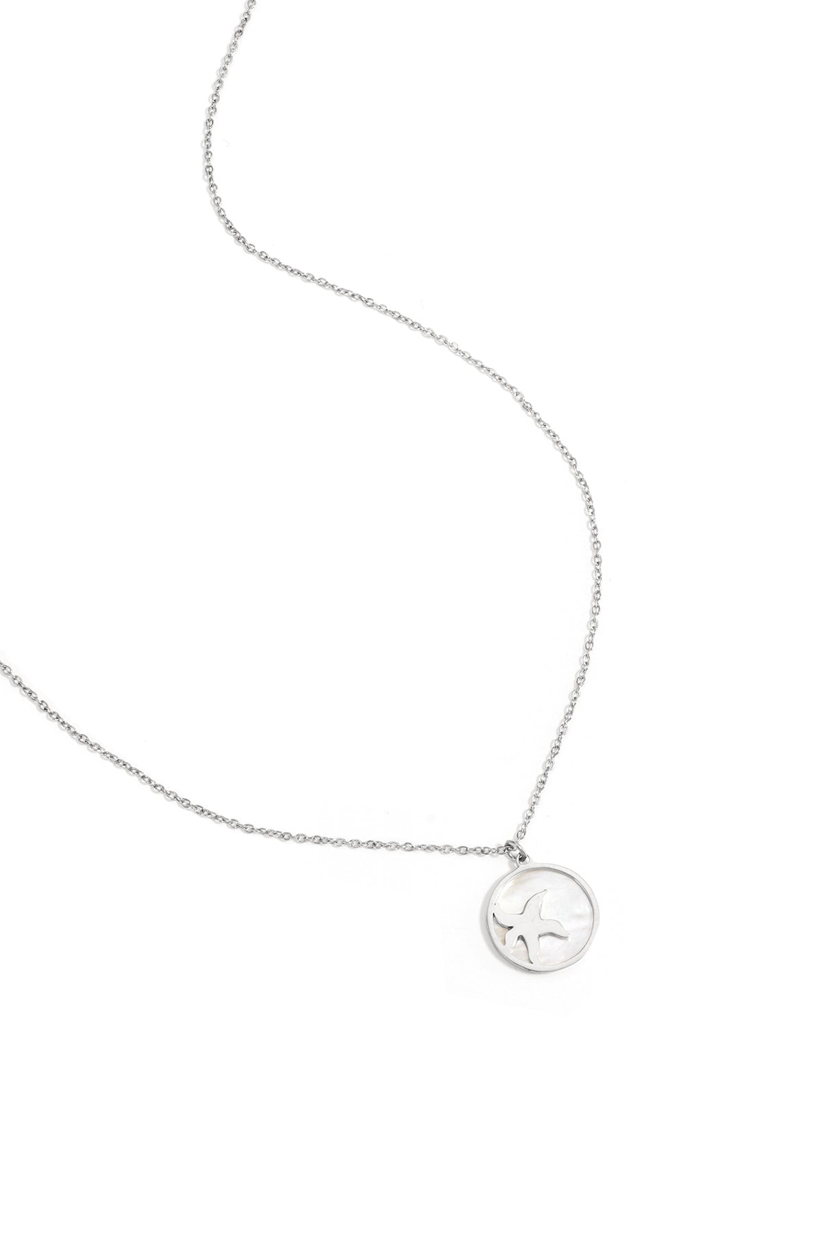 Zilveren dames ketting met zeester in cirkel