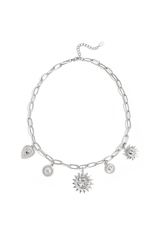 Roestvrijstalen hangerkettingen met hartvormige hanger, casual en eenvoudig model, dames sieraden.