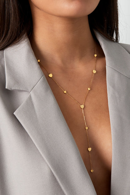 Gouden hartjes Y-ketting van roestvrij staal met minimalistisch design