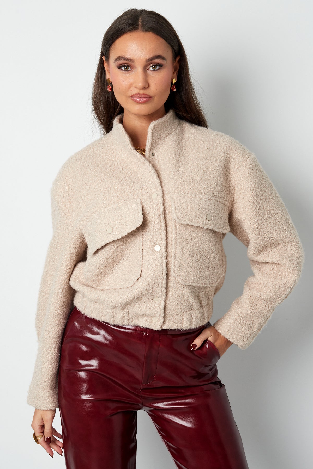Vrouwen teddy jas beige