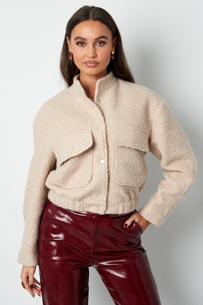 Vrouwen teddy jas beige