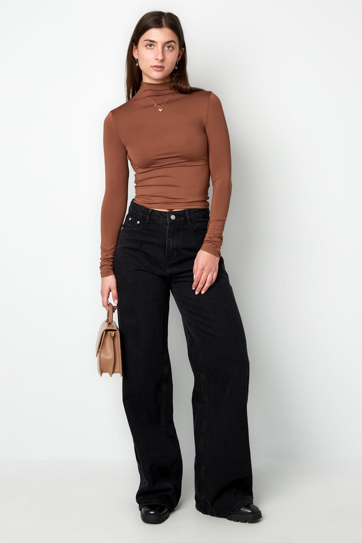 Geweven Katoen Vrouwen Wide Leg Jeans Casual Solide Kleur