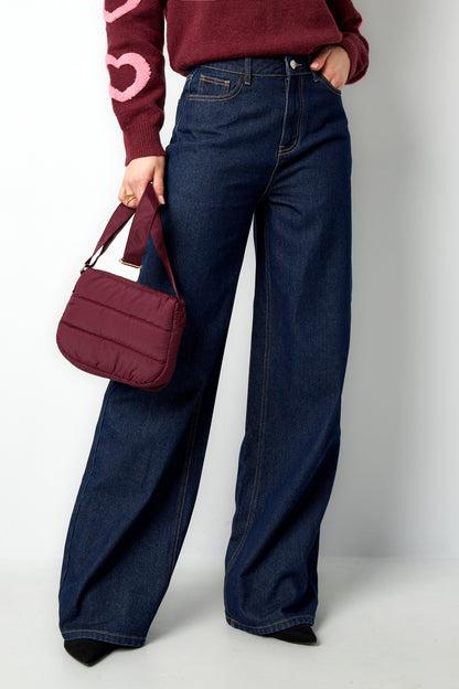 Geweven Katoen Vrouwen Wide Leg Jeans Casual Solide Kleur
