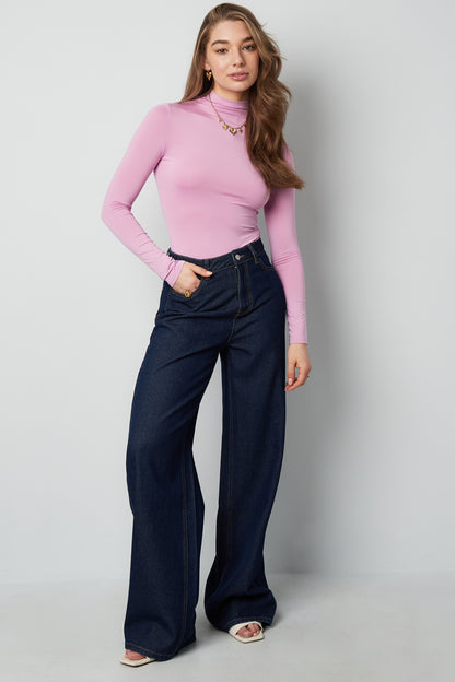 Geweven Katoen Vrouwen Wide Leg Jeans Casual Solide Kleur