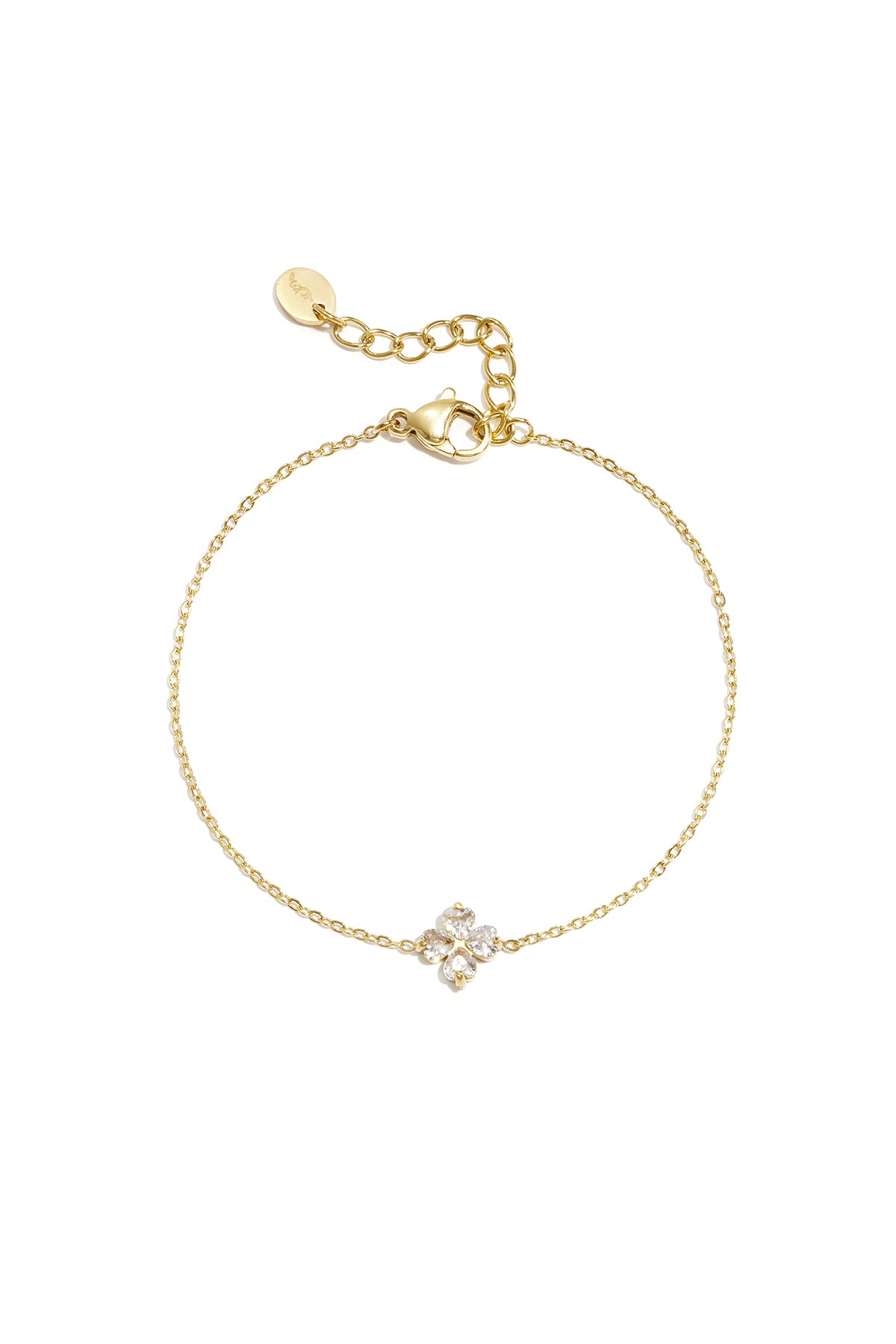 Fijne armband met klaver detail en zirkonia steentjes