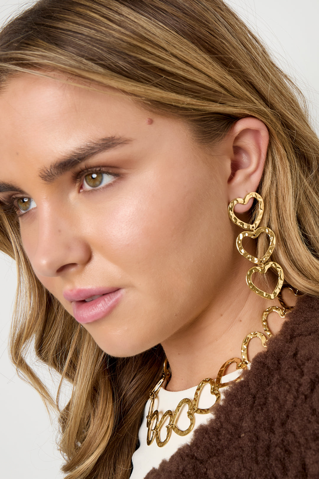 Oorbellen van roestvrij staal met hartjes, casual, dagelijks, eenvoudig, serie, damessieraden