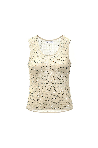Gehaakte strand top met glittter detail