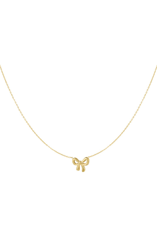 Minimalistische strik ketting roestvrijstaal - kleur goud 