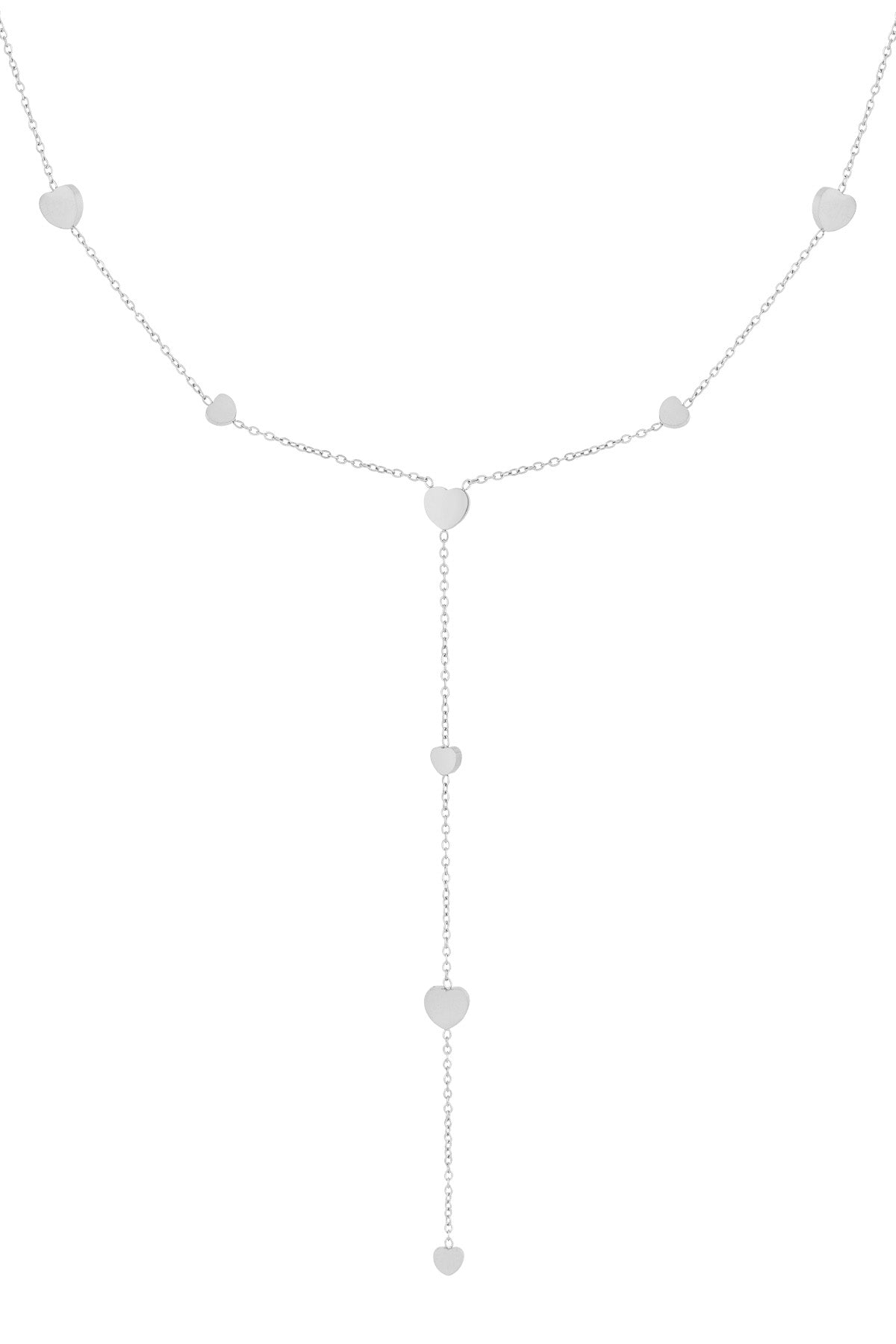 Zilveren  hartjes Y-ketting van roestvrij staal met minimalistisch design