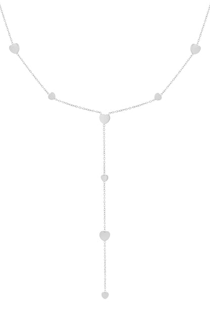 Zilveren  hartjes Y-ketting van roestvrij staal met minimalistisch design