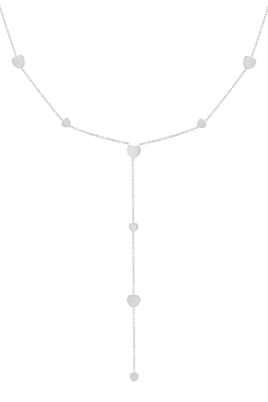 Zilveren  hartjes Y-ketting van roestvrij staal met minimalistisch design