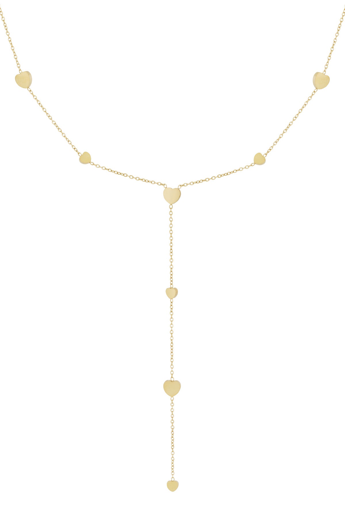Gouden hartjes Y-ketting van roestvrij staal met minimalistisch design