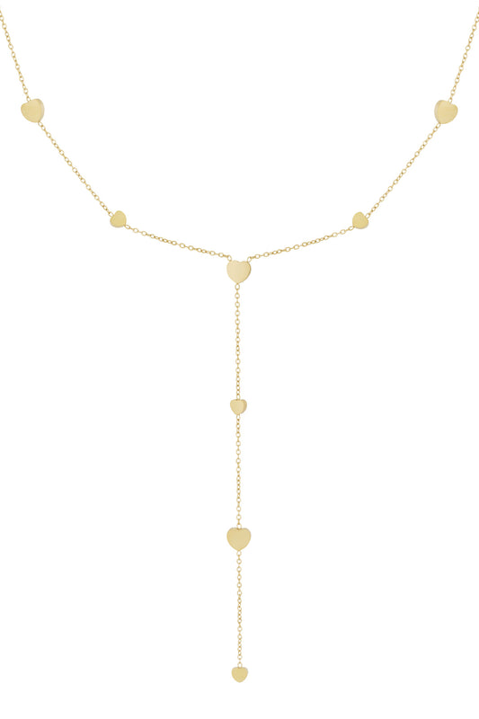 Gouden hartjes Y-ketting van roestvrij staal met minimalistisch design