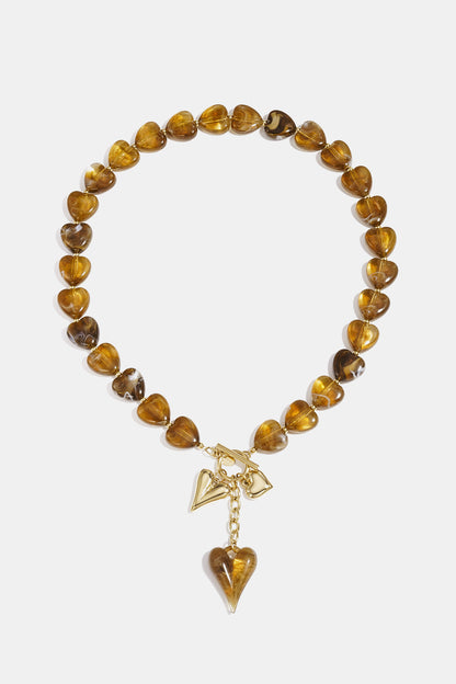 Kralenkettingen van roestvrij staal met hartjesmotief, casual, dagelijks en romantisch, dames sieraden