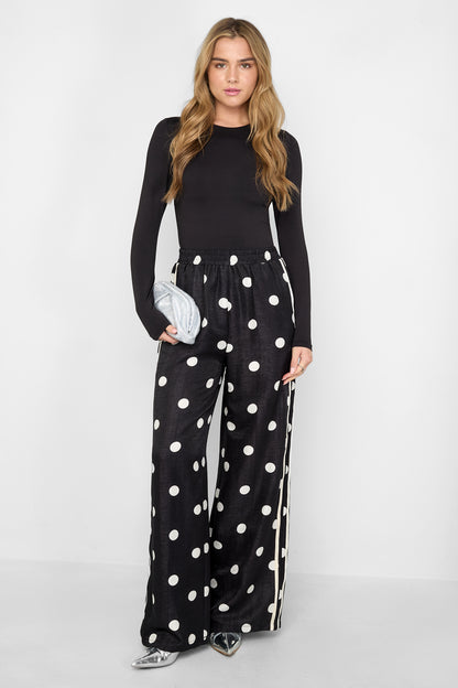 zwarte-wit Polkadot-broek voor dames