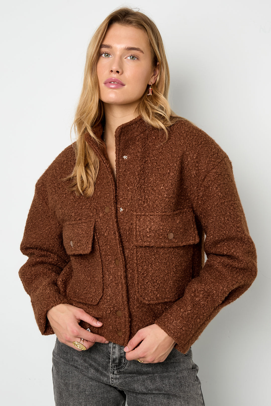 Dames teddy jas bruin in de SALE