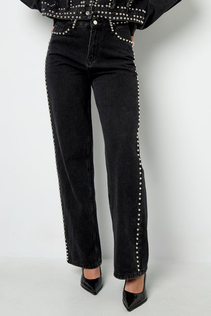 Zwarte rechte jeans met studs dames