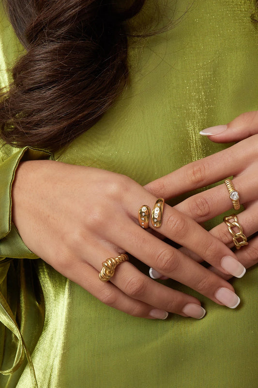 Statement ring with knot and stripe details 
