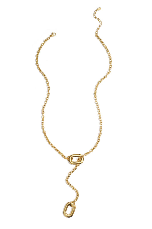 Gouden Y-ketting met ovale schakels