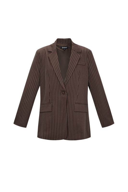 Dames blazer bruin - gestreepte oversized blazer