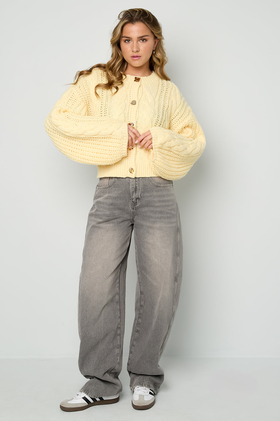 Butter yellow gebreide vest met knopen
