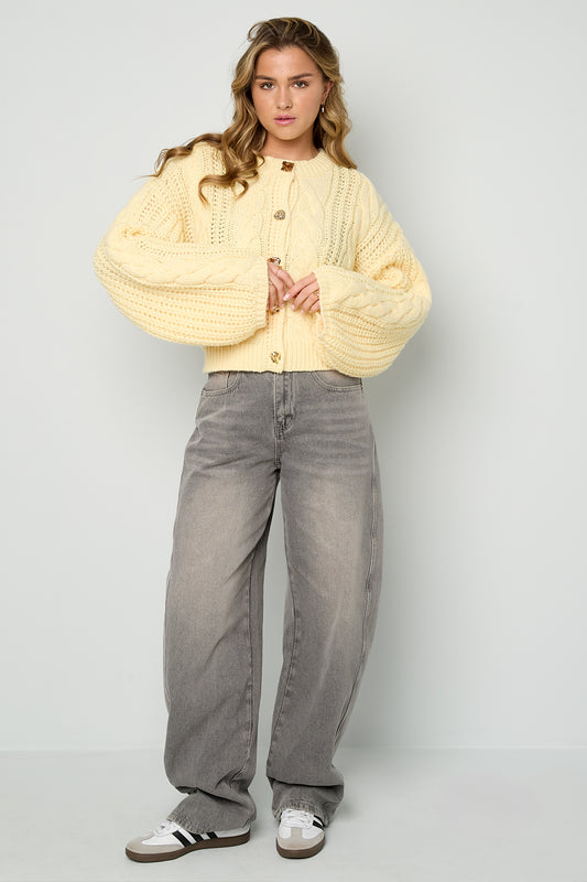Butter yellow gebreide vest met knopen