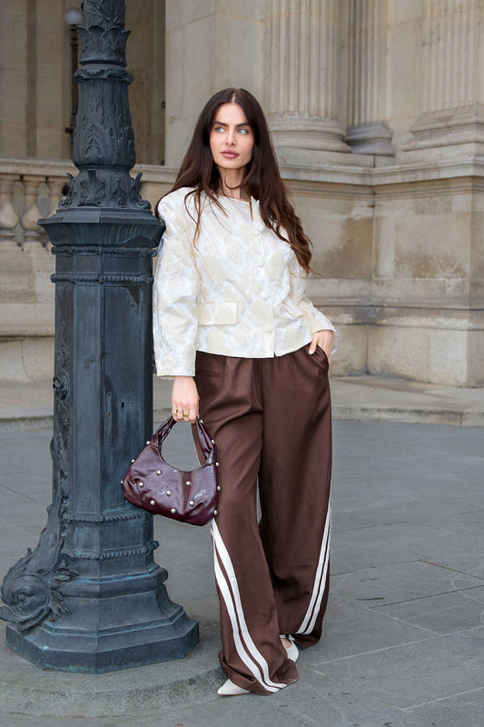 sportieve damesbroek, broek met zijstrepen