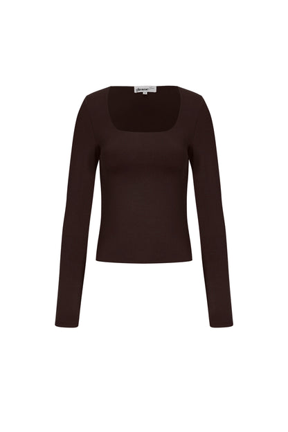 Dames Basic lange mouwen bruin