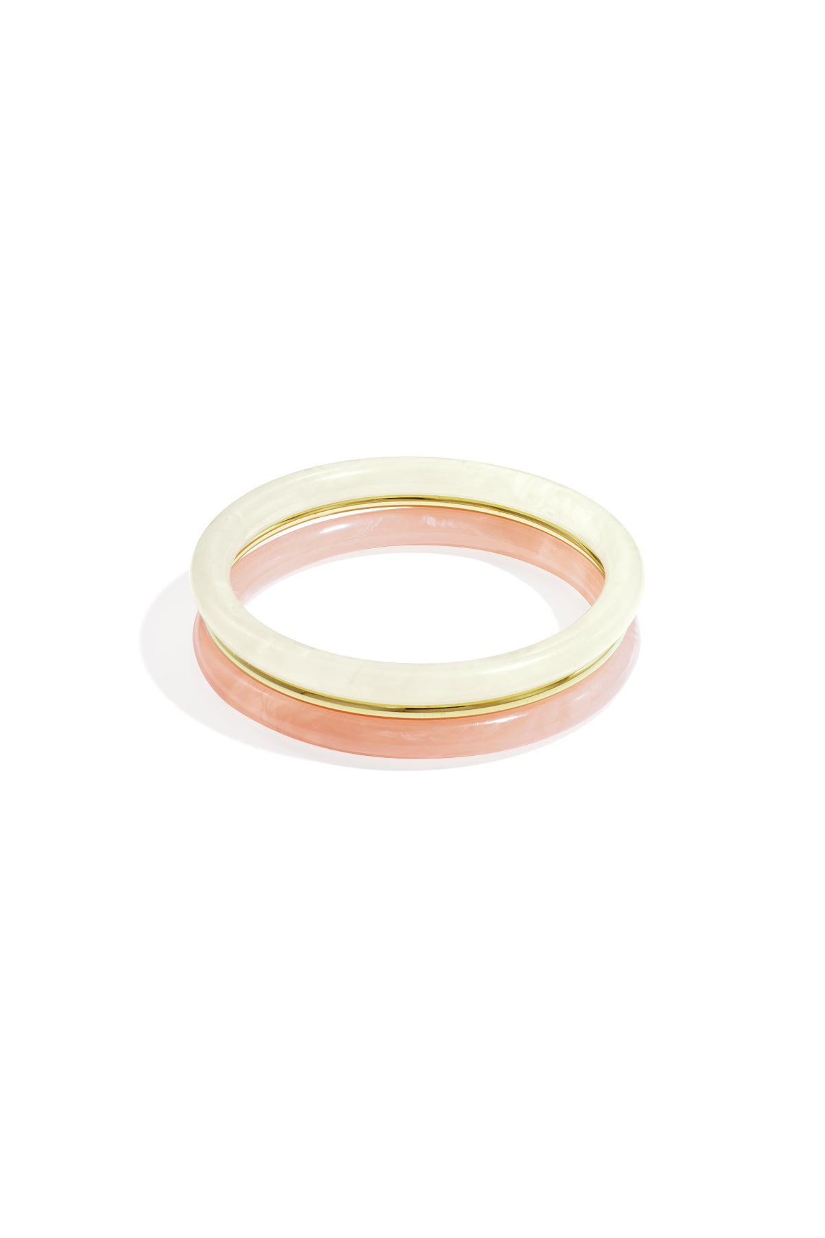 Bangle armbandenset met lichtroze en beige armbanden