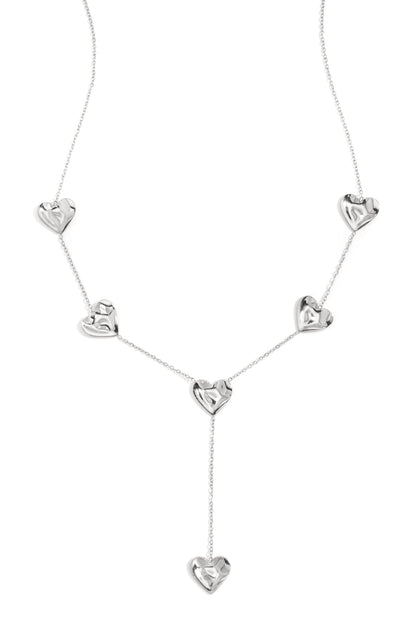 Zilveren Y-ketting met hartjes
