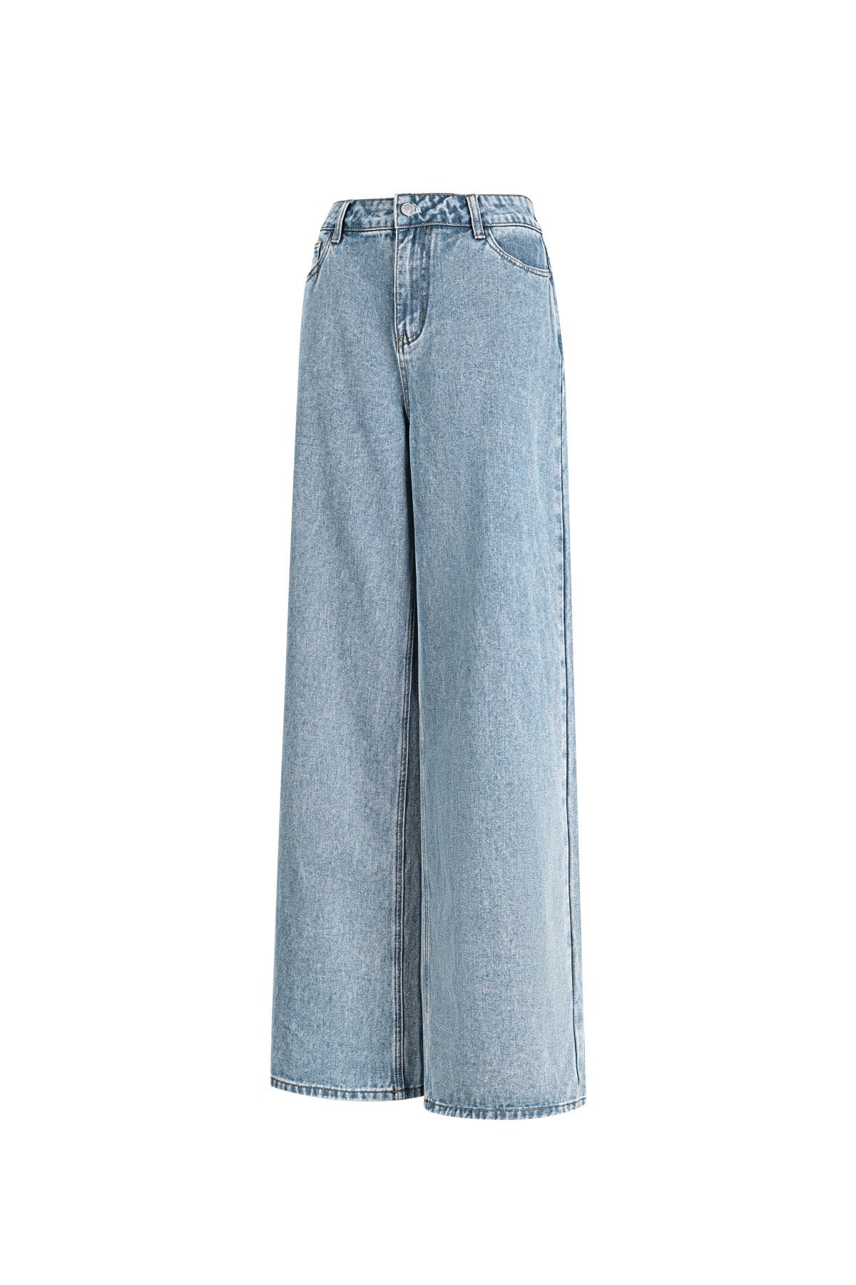Geweven Katoen Vrouwen Wide Leg Jeans Casual Solide Kleur