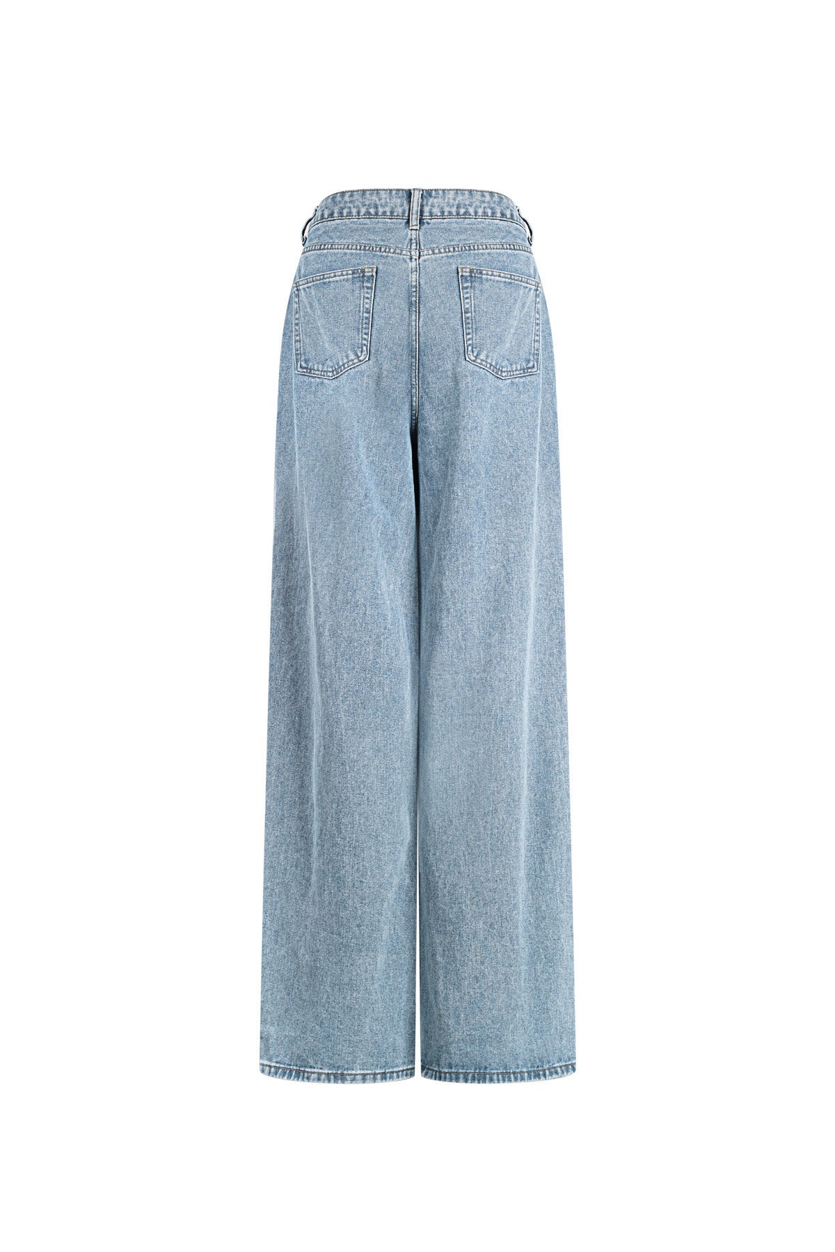 Geweven Katoen Vrouwen Wide Leg Jeans Casual Solide Kleur