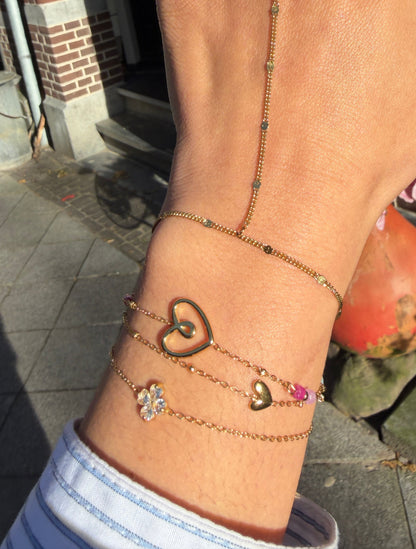 Stainless steel charm bracelets with hearts, casual, everyday and simple, women's jewelry 