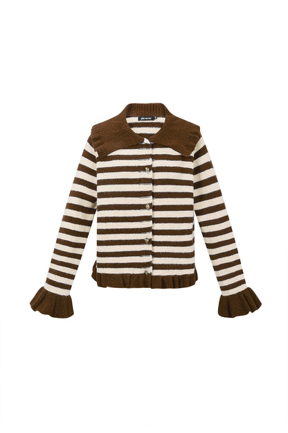 bruine gebreid vest met Strepen voor de herfst/winter voor dames