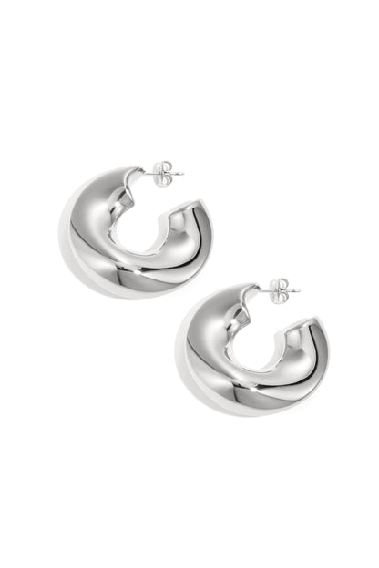 Bold chunky hoop oorbellen Zilver 