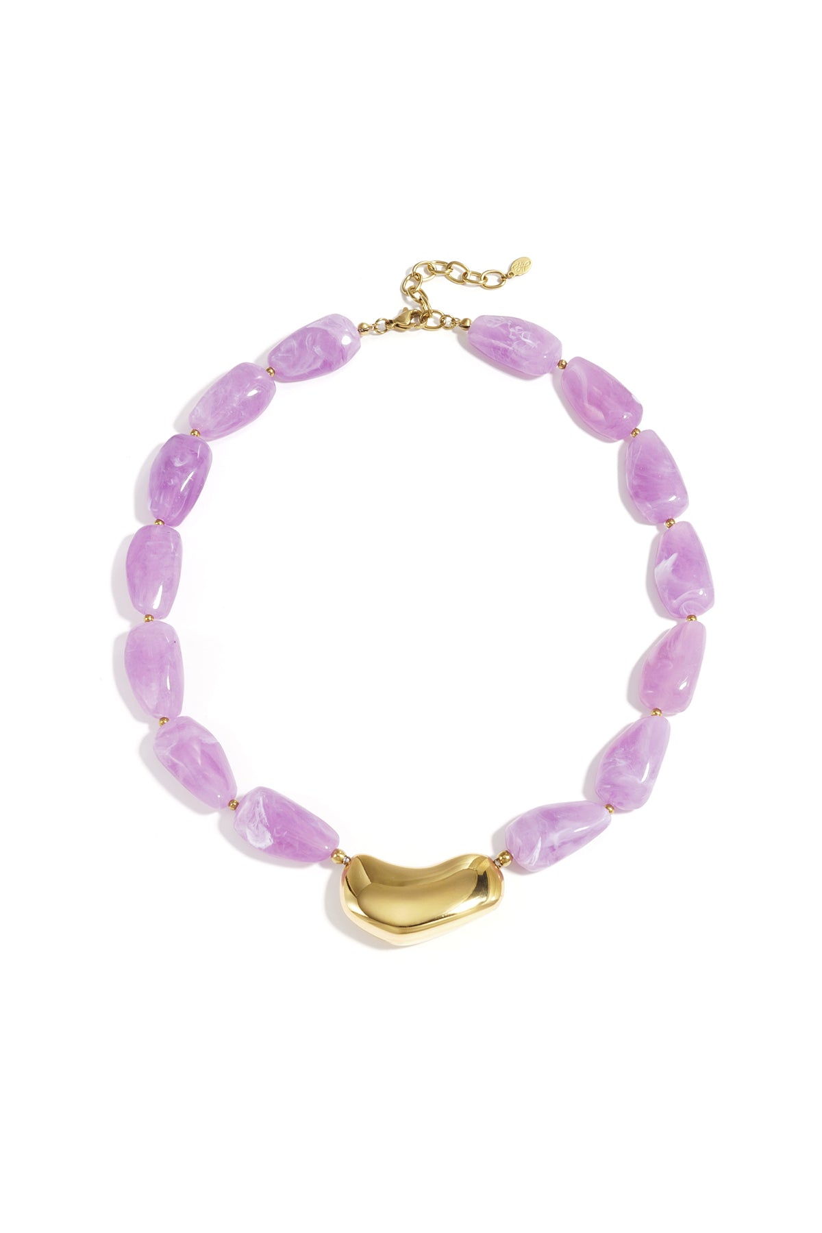 Dames sieraden - Acryl Kralen Ketting met Gouden Detail in de kleur Lila