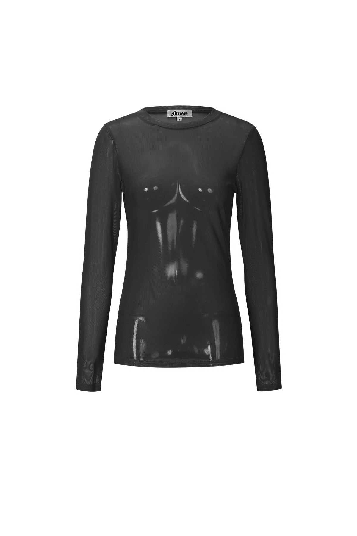 Zwarte mesh top met lange mouwen