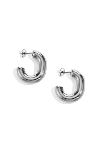 Chunky statement hoops oorbellen van roestvrijstaal Zilver 