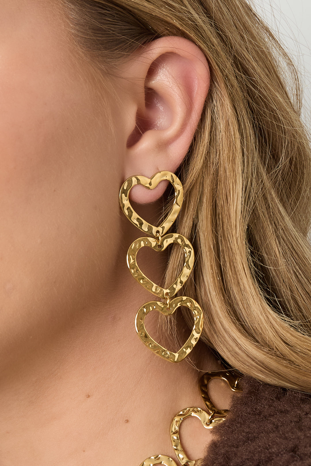 Oorbellen van roestvrij staal met hartjes, casual, dagelijks, eenvoudig, serie, damessieraden