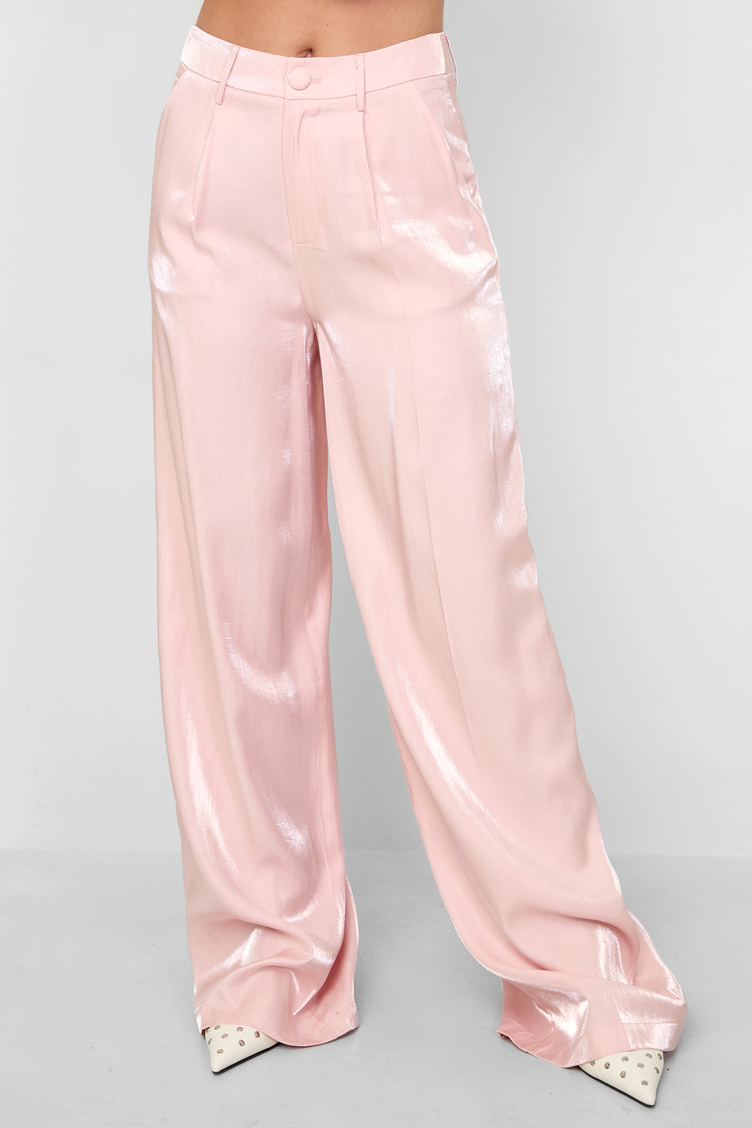 Shimmer wide leg broek roze 