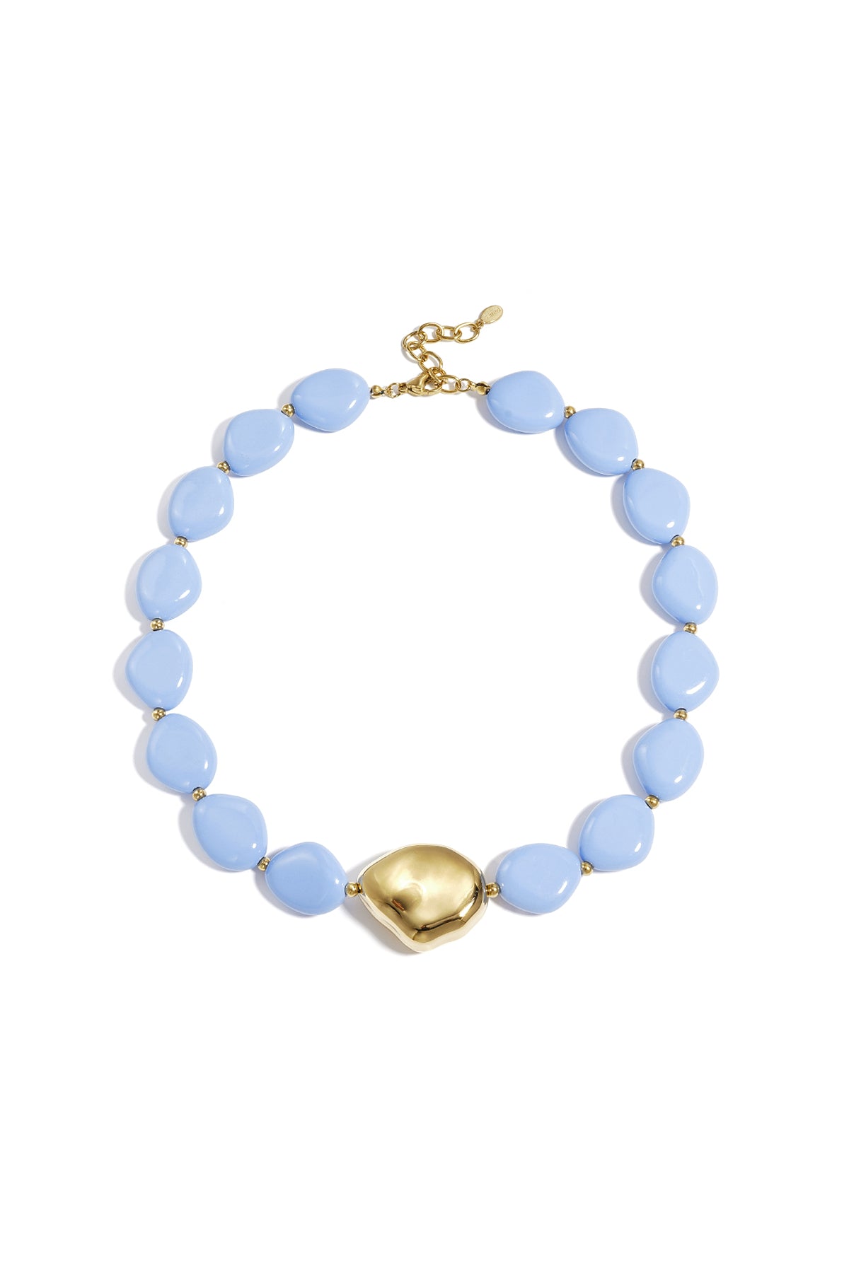 Baby blauw Statement kralenketting met goud accent