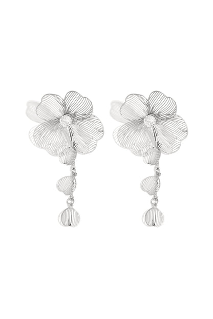 Oorbellen van roestvrij staal met hanger, bloem, casual, dagelijks, eenvoudig, serie, damessieraden