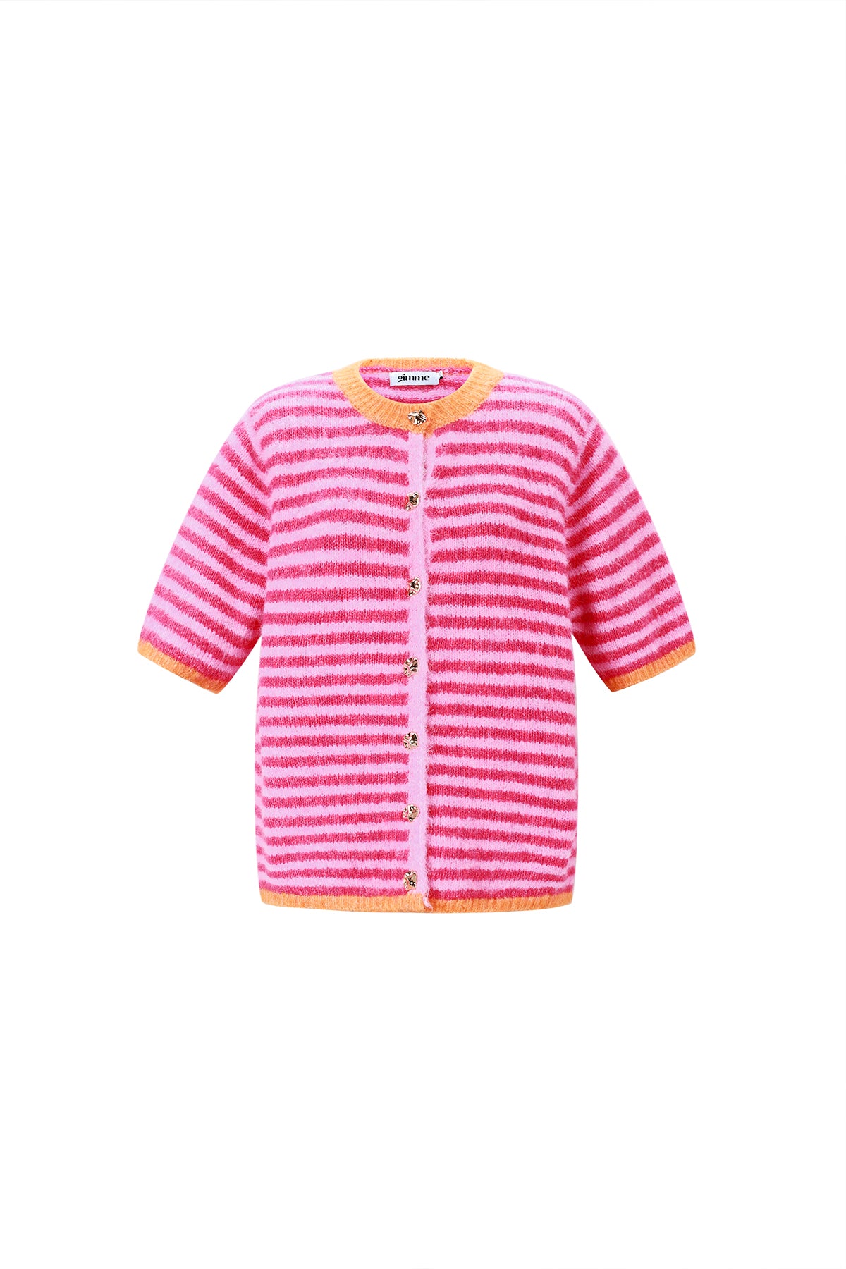 Gebreide top met strepen in kleur roze en oranje 
