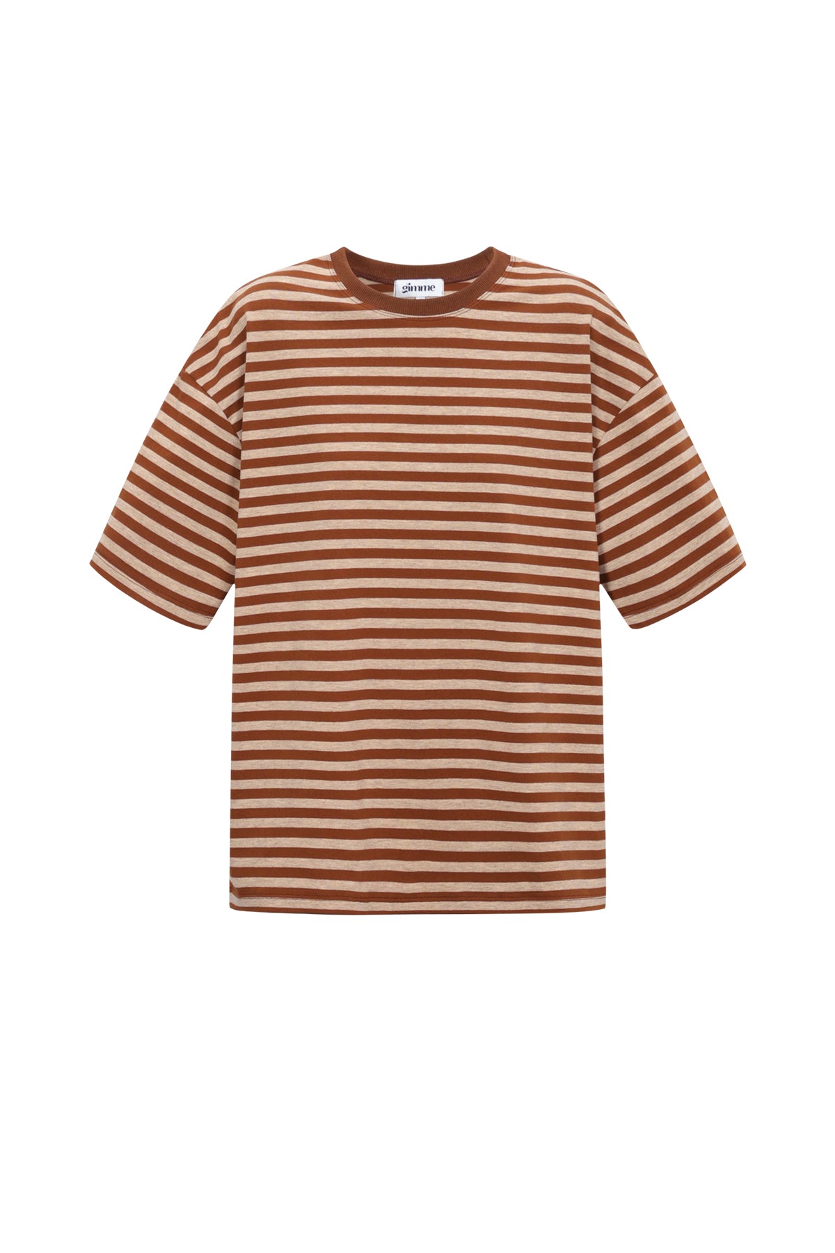 Het kleurrijke gestreepte T-shirt