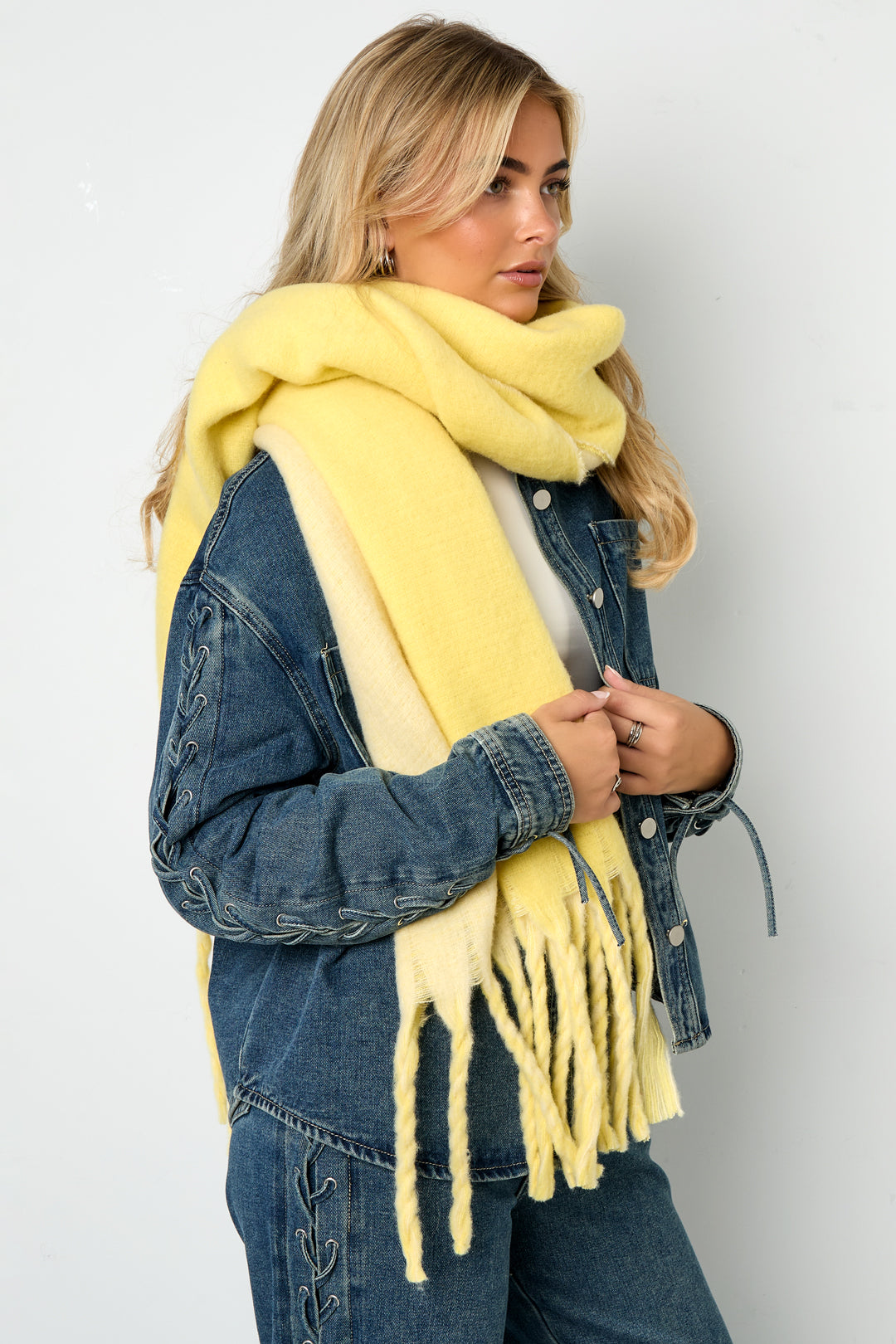Dames Sjaal butter yellow