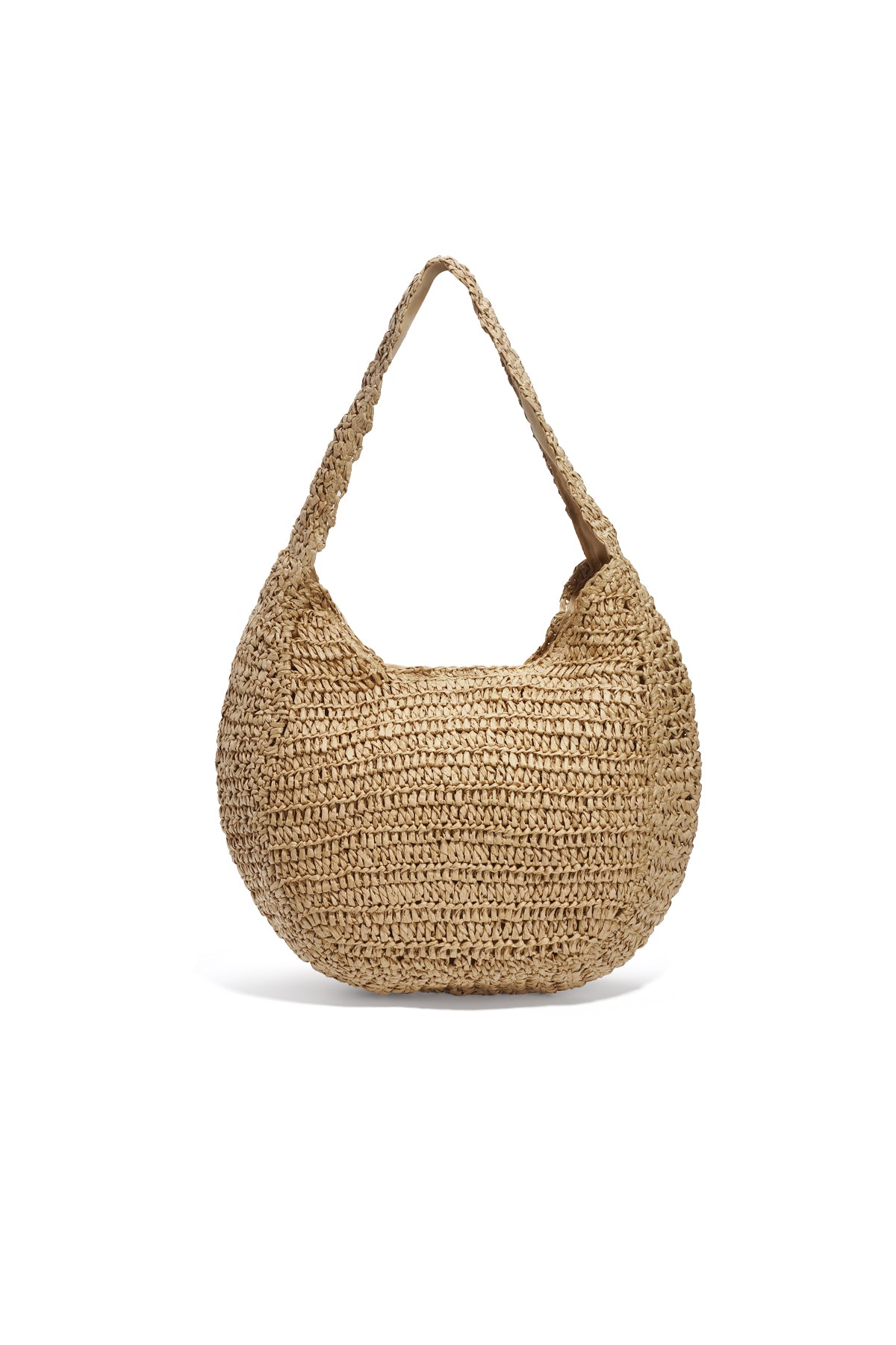Rong gevlochten beige strandtas