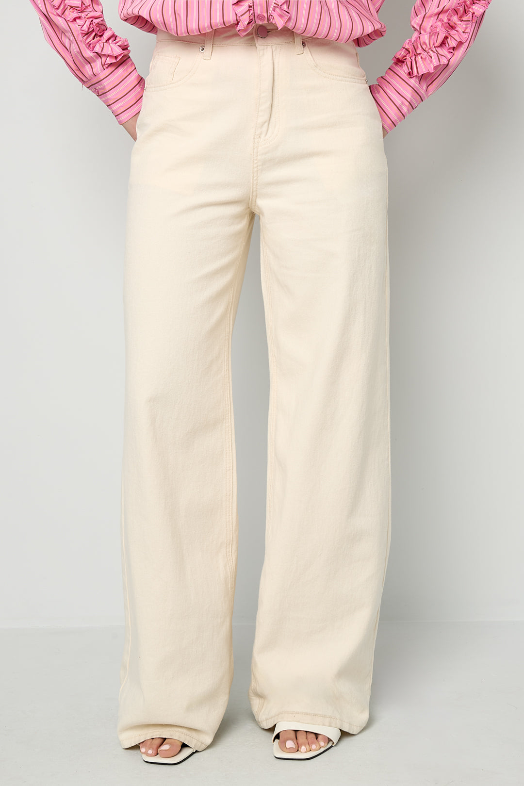 Wide Leg Jeans dames - gebroken wit