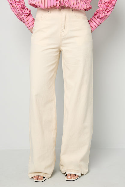 Wide Leg Jeans dames - gebroken wit