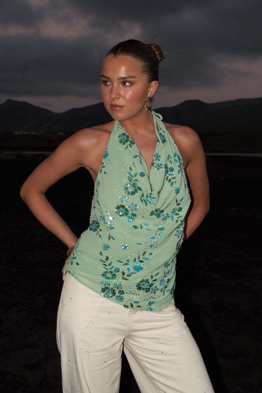 Ocean glow haltertop
