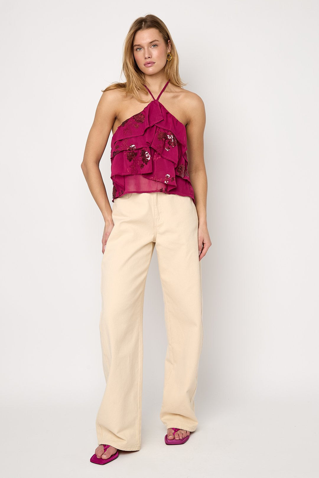 Midnight sequin haltertop